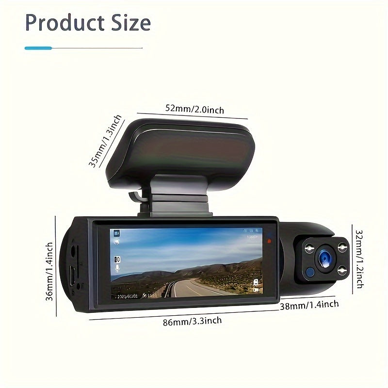 Dashcam 1080P Dual Lens Night Vision